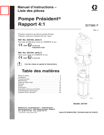 Graco 307986F , Pompe Président Rapport 4:1 Manuel du propriétaire | Fixfr