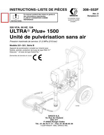 Graco 308552d , ULTRA Plus+ 1500 Unité de pulvérisation sans air Manuel du propriétaire | Fixfr