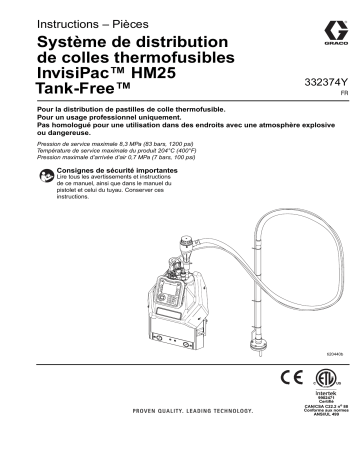 Graco 332374Y, Système de distribution de colles thermofusibles InvisiPac HM25 Tank-Free Mode d'emploi | Fixfr