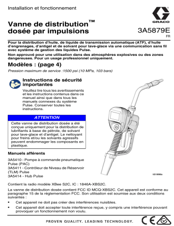 Graco 3A5879E -Vanne de distribution dosée par impulsions Manuel du propriétaire | Fixfr