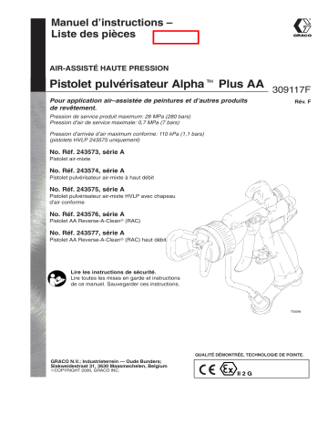 Graco 309117f , Pistolet pulvérisateur Alpha Plus AA Manuel du propriétaire | Fixfr