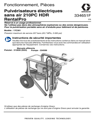 Graco 334651F, Pulvérisateurs électriques sans air 210PC HDR RentalPro, Fonctionnement, Pièces Manuel du propriétaire | Fixfr