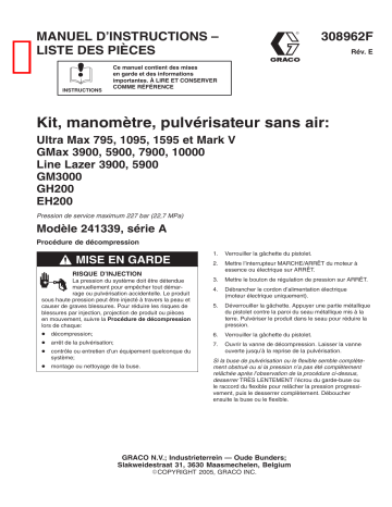 Graco 308962e , Kit manomètre pour pulvérisateur sans air Manuel du propriétaire | Fixfr