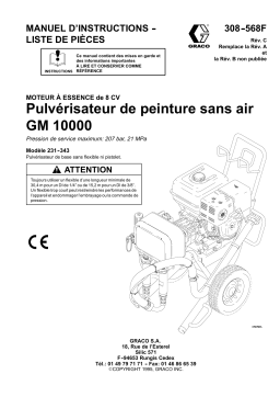 Graco 308568C, Pulvérisateur de peinture sans air GM 10000 Manuel du propriétaire