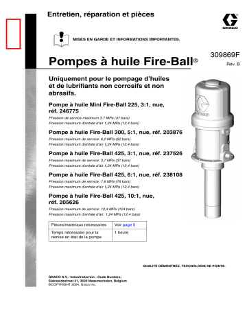 Graco 309869b , Pompes à huile Fire-Ball Manuel du propriétaire | Fixfr