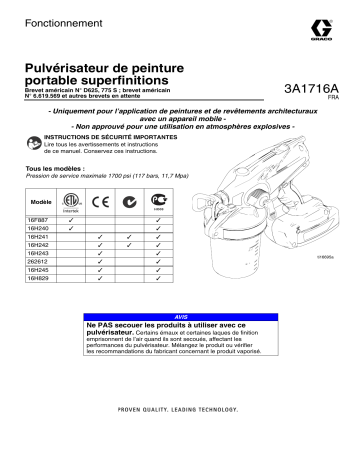 Graco 3A1716A, Fine Finish Hand-Held Paint Sprayer Manuel du propriétaire | Fixfr