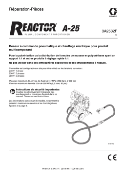 Graco 3A2532F - Reactor A-25, Repair-Parts Manuel du propriétaire