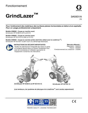 Graco 3A5931A, GrindLazer™, Fonctionnement, Français, France Manuel du propriétaire | Fixfr