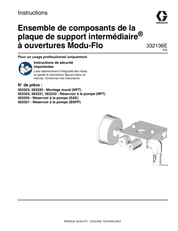 Graco 332136E, Ensemble de composants de la plaque de support intermédiaire à ouvertures Modu-Flo Mode d'emploi | Fixfr