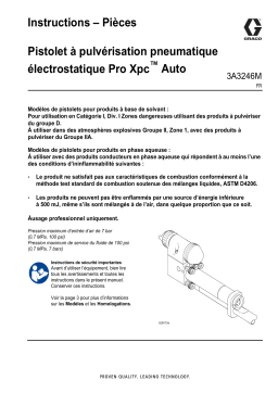 Graco 3A3246M, Pistolet pulvérisateur pneumatique électrostatique Pro Xpc Auto Mode d'emploi