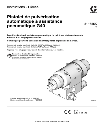 Graco 311655K, Pistolet de pulvérisation automatique à assistance pneumatique G40 Mode d'emploi | Fixfr