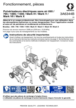 Graco 3A6344B, Pulvérisateurs électriques sans air 695 / 795 / 1095 / 1595 / Mark IV / Mark V / Mark VII / Mark X, Français Manuel du propriétaire