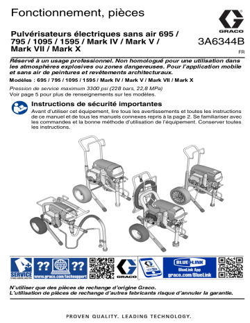 Graco 3A6344B, Pulvérisateurs électriques sans air 695 / 795 / 1095 / 1595 / Mark IV / Mark V / Mark VII / Mark X, Français Manuel du propriétaire | Fixfr