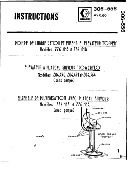 Graco 306556F - Pompe de Lubrification et Ensemble Elevateur "Topper" Manuel du propriétaire