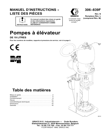 Graco 306839F - Pompes à élévateur Manuel du propriétaire | Fixfr