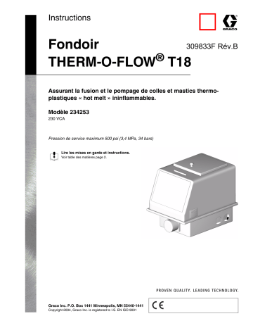 Graco 309833b , Fondoir Therm-O-Flow T18 Manuel du propriétaire | Fixfr