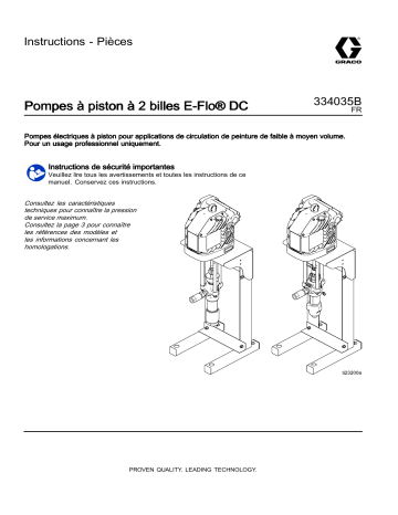 Graco 334035B, Pompes à piston à 2 billes E-Flo® DC Mode d'emploi | Fixfr