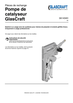 Graco 3A1434H - GlasCraft Catalyst Pump, Repair-Parts Manuel du propriétaire