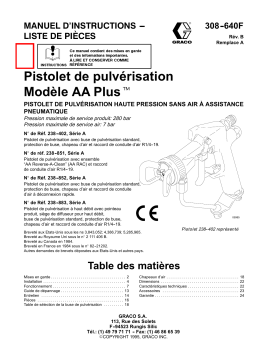 Graco 308640b , Pistoletdepulvérisation Modèle AA Plus Manuel du propriétaire