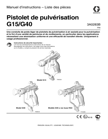 Graco 3A0283B, G15/G40 Spray Gun Mode d'emploi | Fixfr