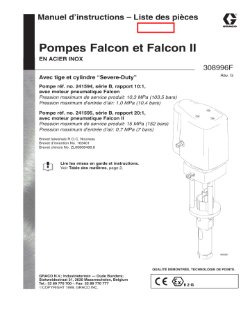 Graco 308996g , Pompes Falcon et Falcon II Manuel du propriétaire | Fixfr