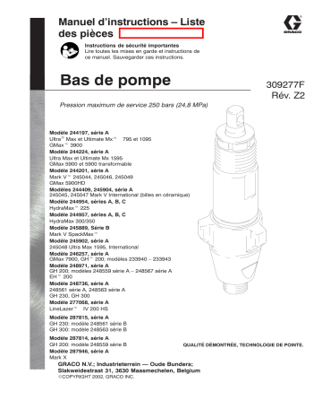 Graco 309277z2 , Bas de pompe Manuel du propriétaire | Fixfr