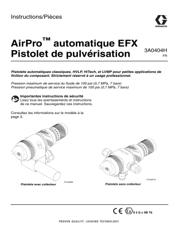 Graco 3A0404H, AirPro EFX Automatic Spray Gun Mode d'emploi | Fixfr