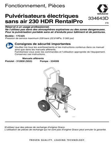 Graco 334643D, RentalPro 230PC HDR Electric Airless Sprayer Manuel du propriétaire | Fixfr