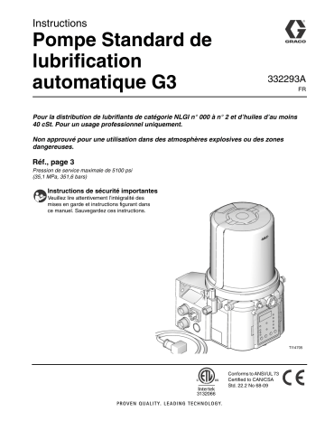 Graco 332293A - G3 Standard Automatic Lubrication Pump Mode d'emploi | Fixfr