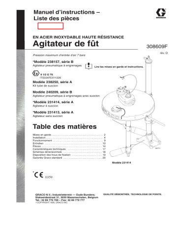 Graco 308609d , Agitateur de fût Manuel du propriétaire | Fixfr