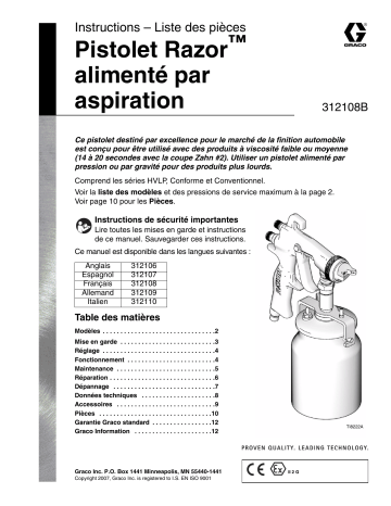 Graco 312108B - Razor Siphon Feed Gun Manuel du propriétaire | Fixfr