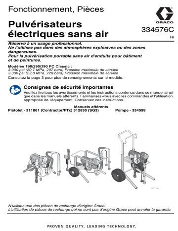 Graco 334576C - 190/290/390 Electric Airless Sprayers Manuel du propriétaire | Fixfr