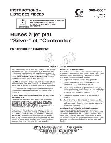 Graco 306686c , Buses à jet plat Silver et Contractor Manuel du propriétaire | Fixfr