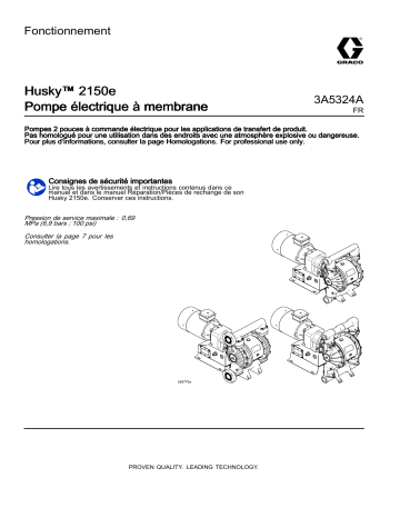 Graco 3A5324A, Pompe électrique à membrane Husky™ 2150e, Fonctionnement Manuel du propriétaire | Fixfr