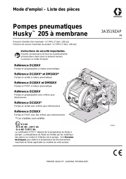 Graco 3A3519ZAP, Pompes pneumatiques Husky 205 à membrane, Mode d’emploi, Liste des pieces, Francais Manuel utilisateur