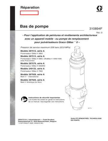 Graco 310894d , Bas de pompe Manuel du propriétaire | Fixfr