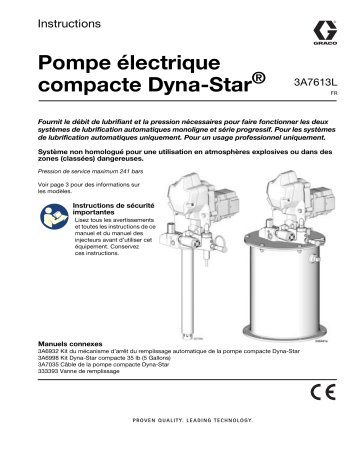 Graco 3A7613L, Pompe électrique compacte Dyna-Star, Fonctionnement, Maintenance, Pièces, français Manuel du propriétaire | Fixfr