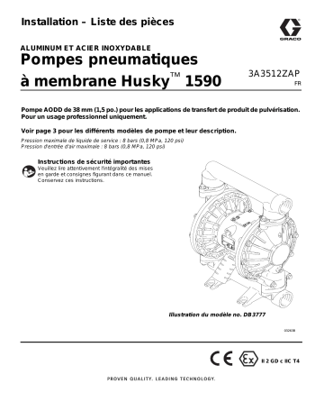 Graco 3A3512- Pompes pneumatiques à membrane Husky 1590 Manuel du propriétaire | Fixfr