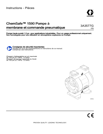 Graco 3A3577F, ChemSafe™ 1590 Pompe à membrane et commande pneumatique Mode d'emploi | Fixfr