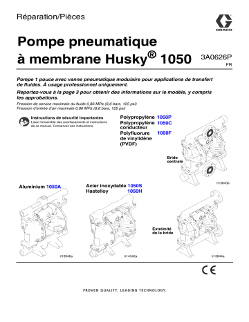 Graco 3A0626P, 1050 Air-Operated Diaphragm Pump, Repair/Parts Manuel du propriétaire | Fixfr