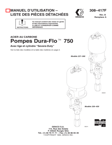 Graco 308417b , Pompes Dura-Flo 750 Manuel du propriétaire | Fixfr
