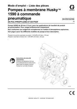 Graco 3A3503ZAE, Pompes à membrane Husky 1590 à commande pneumatique, Mode d’emploi – Liste des pièces Manuel utilisateur