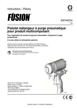 Graco 309746ZAA - Fusion Plural Component, Impingement Mix, Air Purge Spray Gun Mode d'emploi