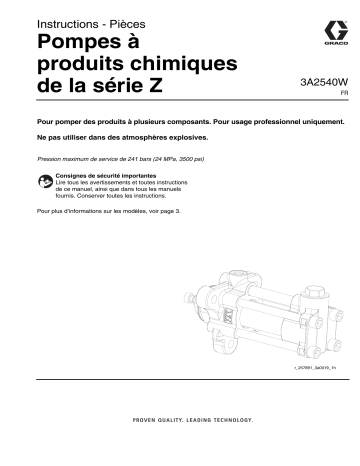 Graco 3A2540W, Pompes à produits chimiques de la série Z Mode d'emploi | Fixfr