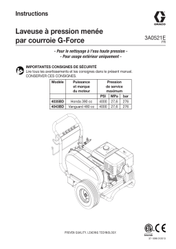 Graco 3A0521E - G-Force Belt-Driven Pressure Washer Manuel utilisateur