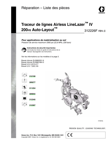 Graco 312226Fc - LineLazer™ IV 200HS Auto-Layout™ Airless Linestriper System, Repair - Parts List Manuel du propriétaire | Fixfr