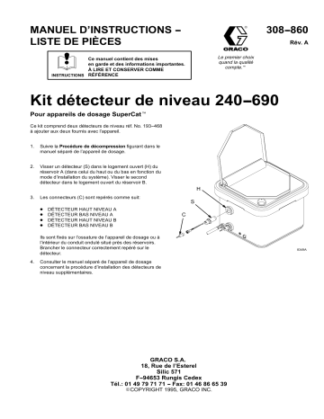 Graco 308860A, Kit détecteur de niveau 240--690 Manuel du propriétaire | Fixfr