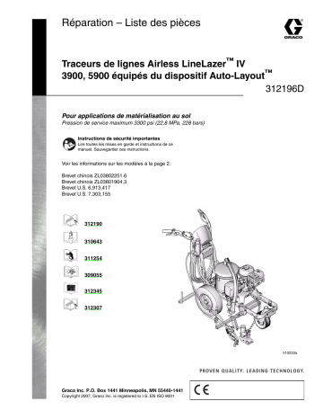 Graco 312196D, LineLazer™ IV 3900,5900 Auto-Layout™ System Airless LineStriper Manuel du propriétaire | Fixfr