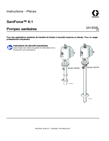 Graco 3A1838L, SaniForce™ 6:1 Pompes sanitaires Mode d'emploi | Fixfr