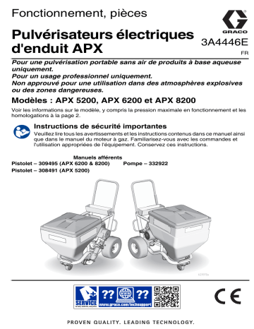 Graco 3A4446E, Pulvérisateurs électriques d’enduit APX, Fonctionnement, pièces, (Français, France) Manuel du propriétaire | Fixfr